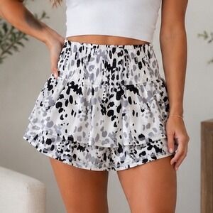 The Bubble Ruffle Skort NWOT Leopard Print Tiered Small Pickleball Tennis Skirt